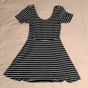 small black and white striped skater dress